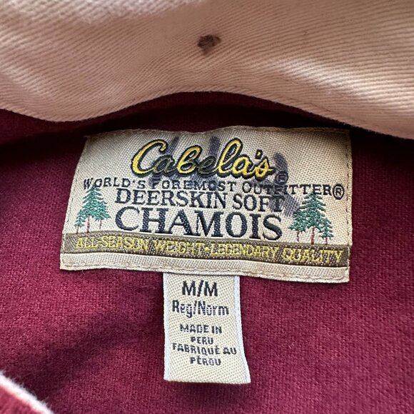 Cabelas Shirt Mens Medium Button Down Deerskin Soft Chamois Flannel Red Pockets - Picture 3 of 11